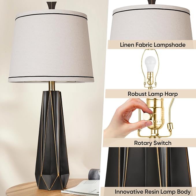 WIHTU Modern Table Lamp Set of 2, 3 Color Temperature Table Lamps - Image 3