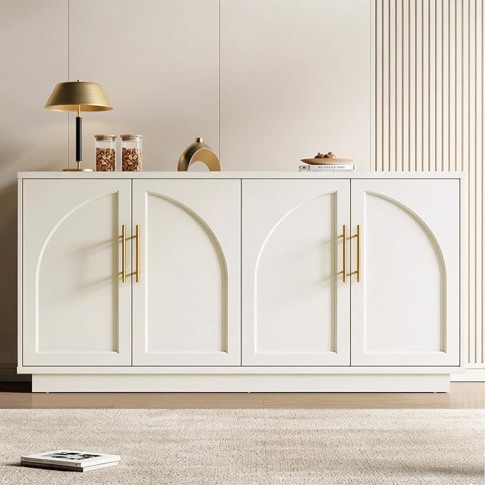Fatmok 59" Sideboard Buffet Cabinet & TV Stand Set of 2, Modern Arched Credenza - Image 6