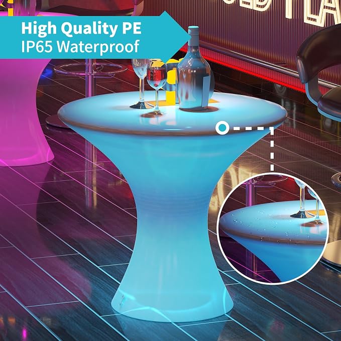 CECER 18" LED Cocktail Table，Rechargeable Light Up Furniture - Image 6