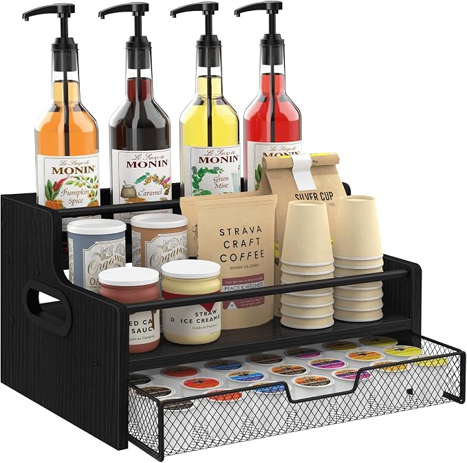 Homode 3-Tier Coffee Bar Organizer, 8 Bottle Syrup Stand by Homode