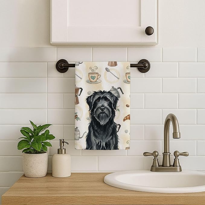 Caroline's Treasures Black Briard Coffee Bar Kitchen Towel Velour Plush Front - Image 7