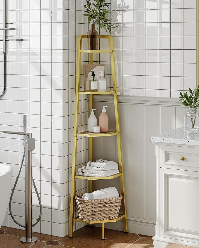 CHOEZON 5-Tier Corner Shelf, 59.6” Corner Storage Stand, Floorstanding Dispaly - Image 9