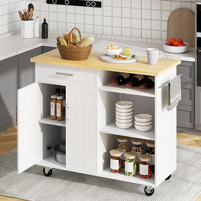 JY QAQA 42" Kitchen Island on Wheels by JYQAQA