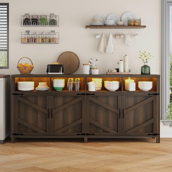 knoworld Buffet Sideboard with Storage Farmhouse with 4 Doors, Dining Room - Image 8