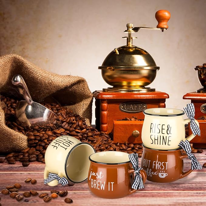 Patelai 4 Pcs Farmhouse Coffee Cups Mini Espresso Cups 5 oz Cute Mugs Set - Image 9