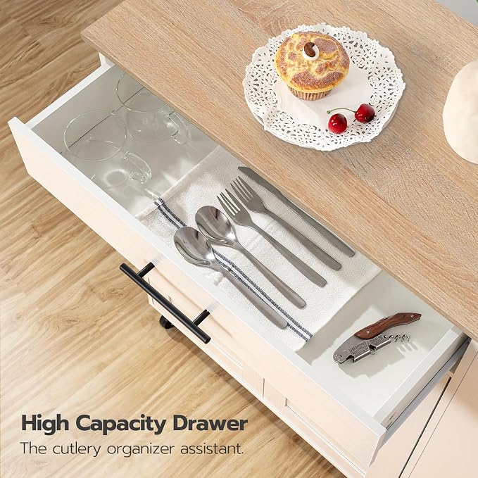 HOOBRO Kitchen Island with Power Outlet, Kitchen Storage Island with Spice Rack - Image 8