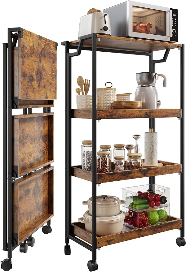 Jojoka No Assembly Folding Kitchen Cart by Jojoka