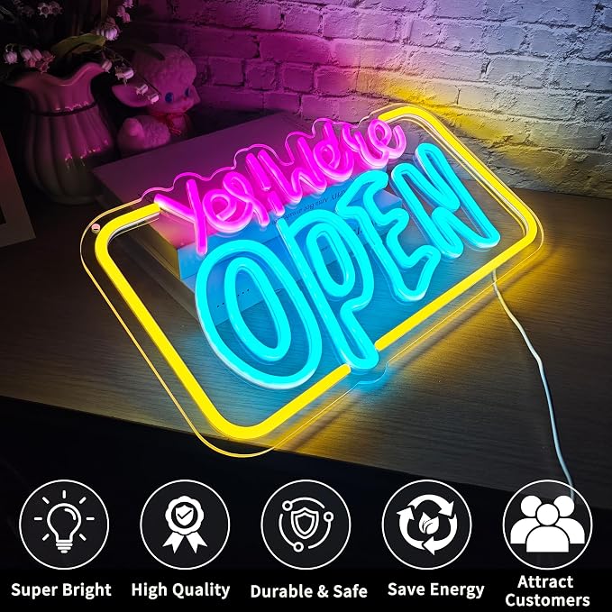 Led Neon Open Signs for Business Window Wall Door, USB Powered, Dimmable - Image 4