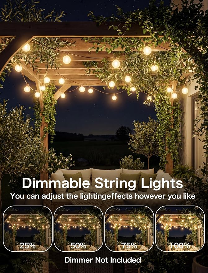 25FT Brown Outdoor String Lights, Shatterproof LED Globe String Lights - Image 8