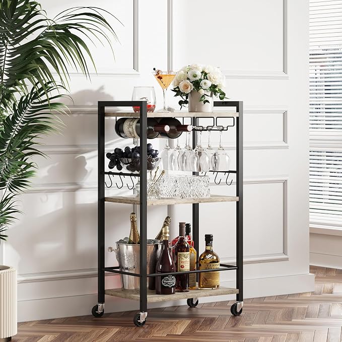 TUTOTAK Bar Cart, Home Bar Serving Cart, Small Wine Cart by ChoosetutotakFurnitureBuildYourCozyHome