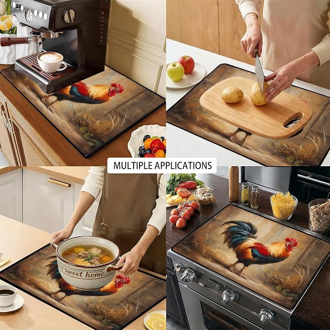 Farmhouse Rooster Stove Top Cover 28.3 x 20.5 Inches, Heat Resistant Glass - Image 9
