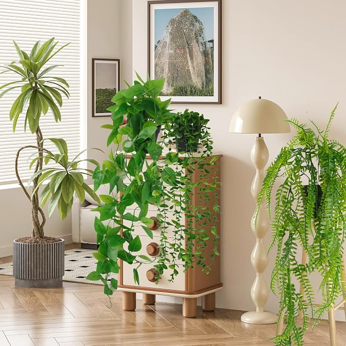 Fake Plants 4 Pack Artificial Hanging Plants, Fake Potted Greenery Faux - Image 6