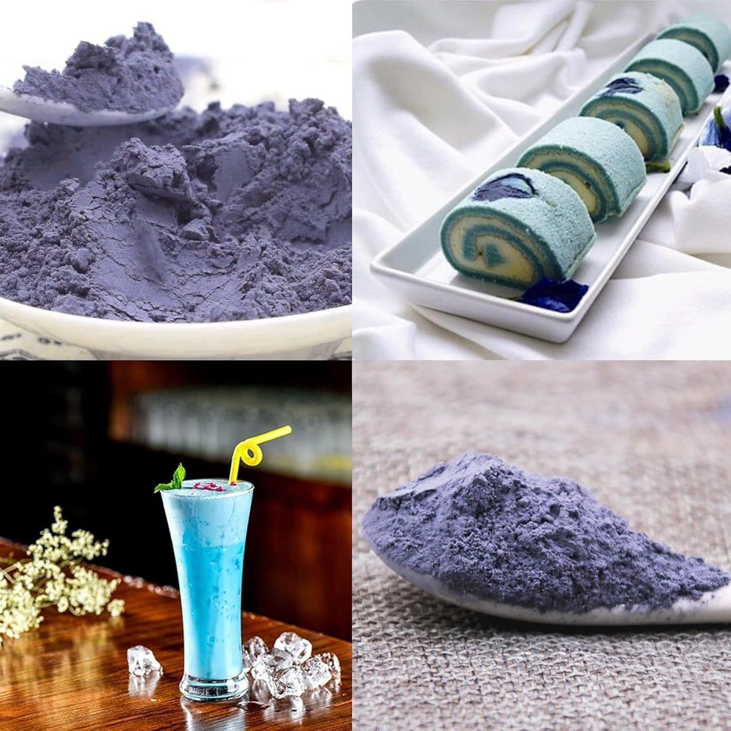 Blue Matcha Butterfly Pea Powder 4 Oz | OkO-OkO - Premium - 100% Natural from flowers of Ternatea Thailand No additives - infusion, Blue Herbal tea, Organic Vegan food coloring, cocktail, meal, baking