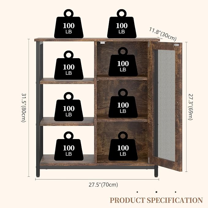 LVSOMT Mini Coffee Bar Cabinet for Home Kitchen, 27.5'' Coffee Stand Station - Image 2