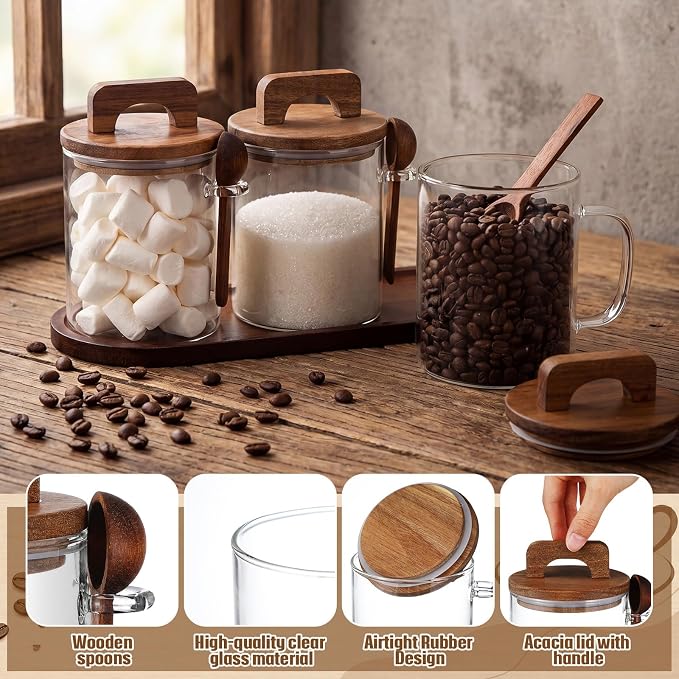 Domensi 3 Set Glass Coffee and Sugar Container Set - Image 5