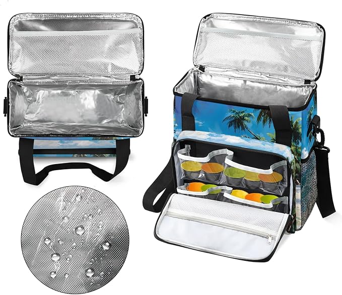 Tropical Beach Hawaiian Palm Trees Coffee Maker Carring Bag, Large Insulated - Image 3