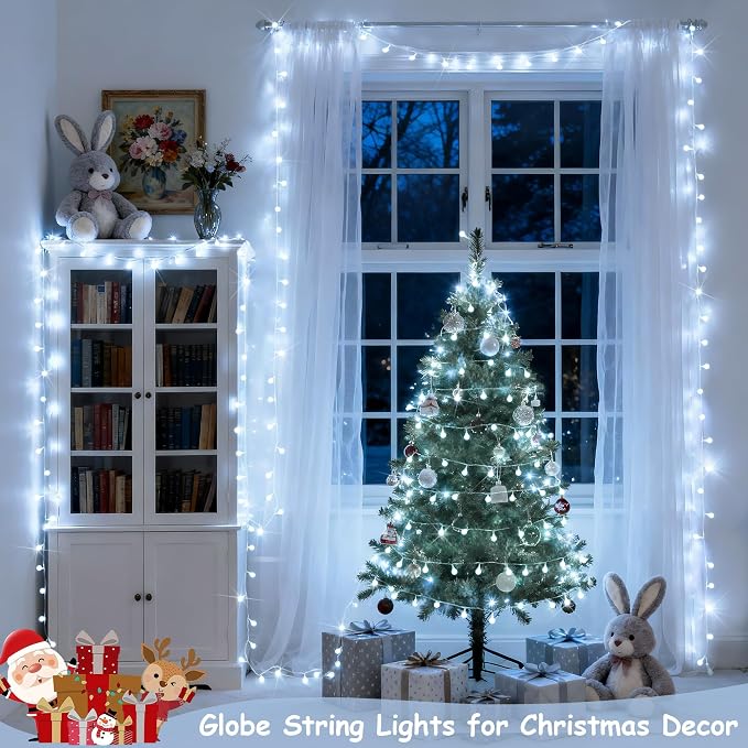JMEXSUSS 100ft Globe String Lights Indoor Outdoor Waterproof, 200 LED White - Image 2