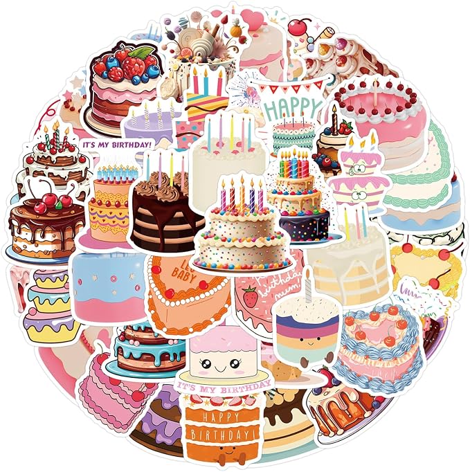Birthday Cake Stickers 50Pcs Happy Birthday Cake Stickers - Image 6