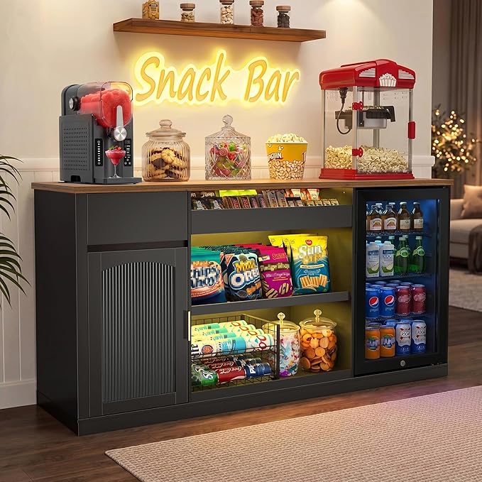 GDLF Snack Bar Cabinet with Fridge Space, 70.1" Snack Organizer with Storage by GDLFGoodLife