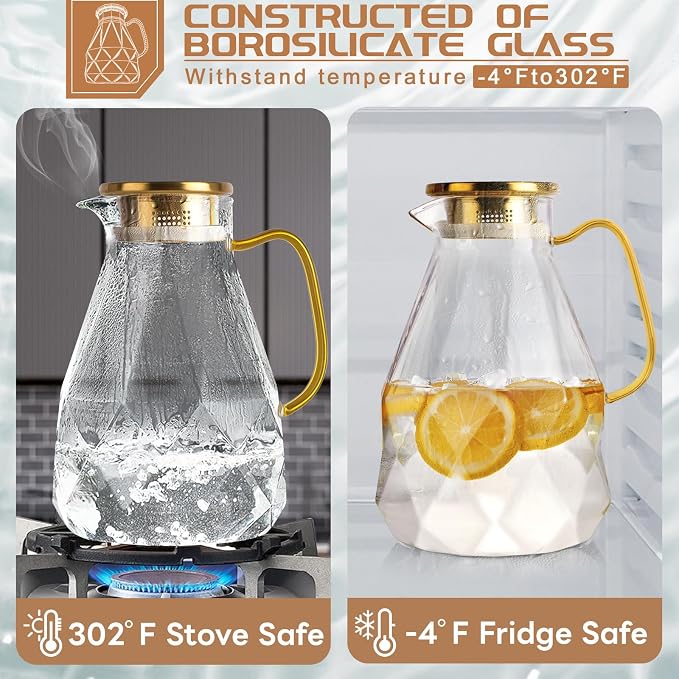 Glass Pitcher, 2.4Liter Water Pitcher - Image 3