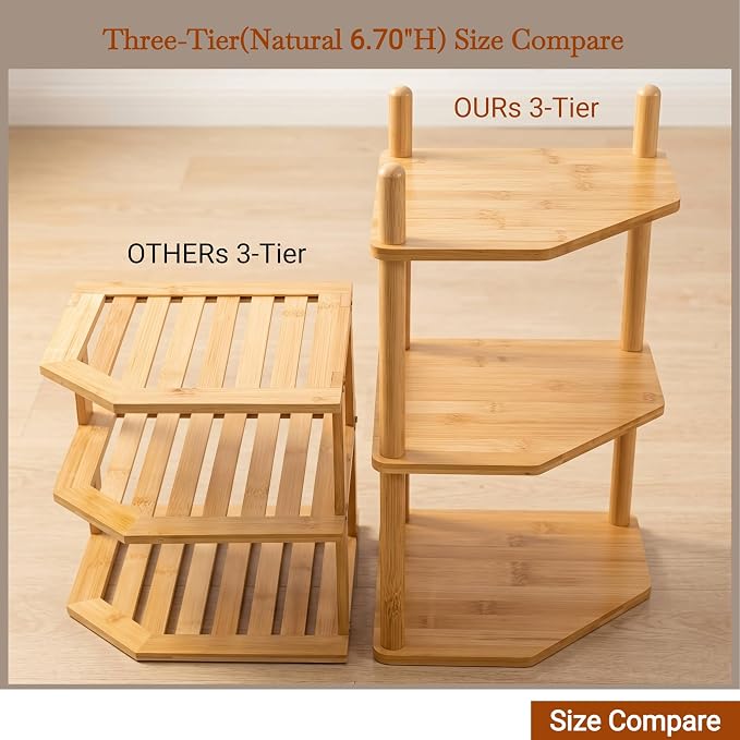 3-Tier Expandable Bamboo Corner Shelf - Image 8