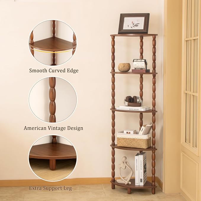 MaxSmeo Corner Shelf, 5-Tier Corner Bookshelf - Image 4