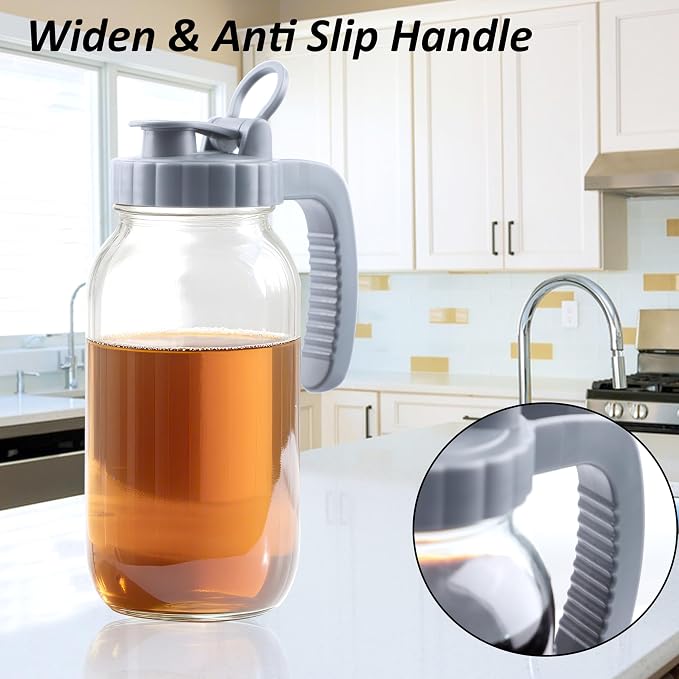 Mason Jar Pitcher 64 OZ Wide Mouth Glass Pitcher - Image 4