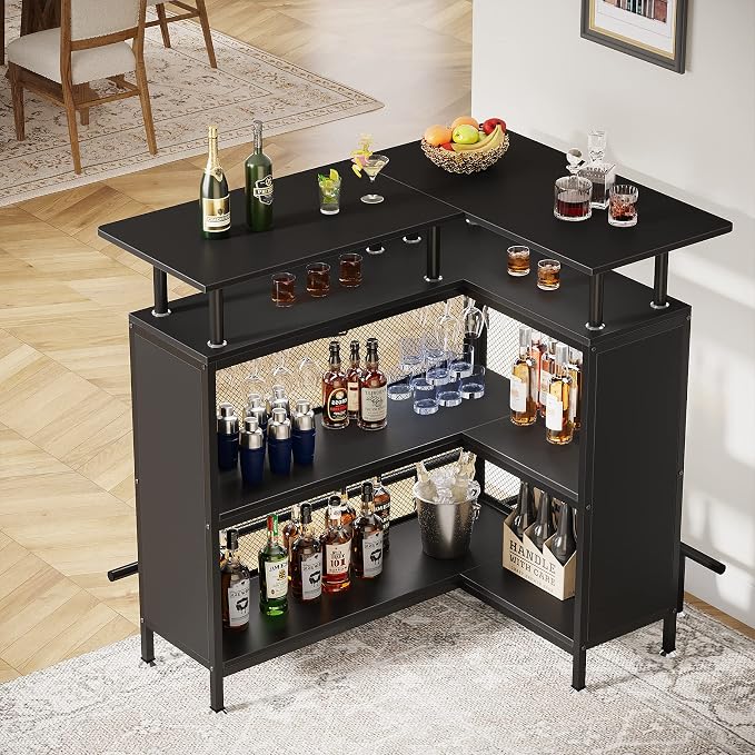 Tribesigns Home Bar Unit, L-Shaped Bar Table - Image 5