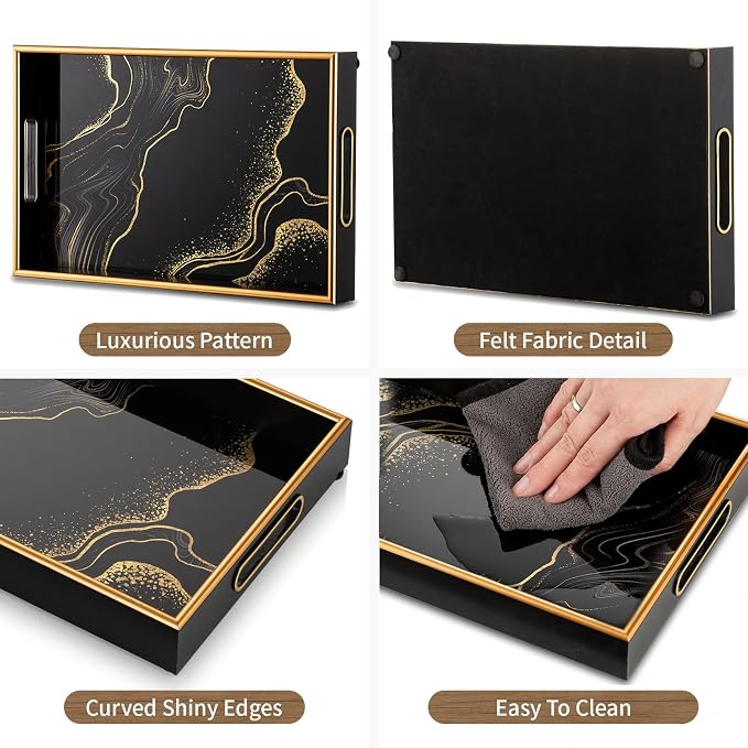 Hanobe Decorative Serving Tray Black: Coffee Table Tray - Image 7