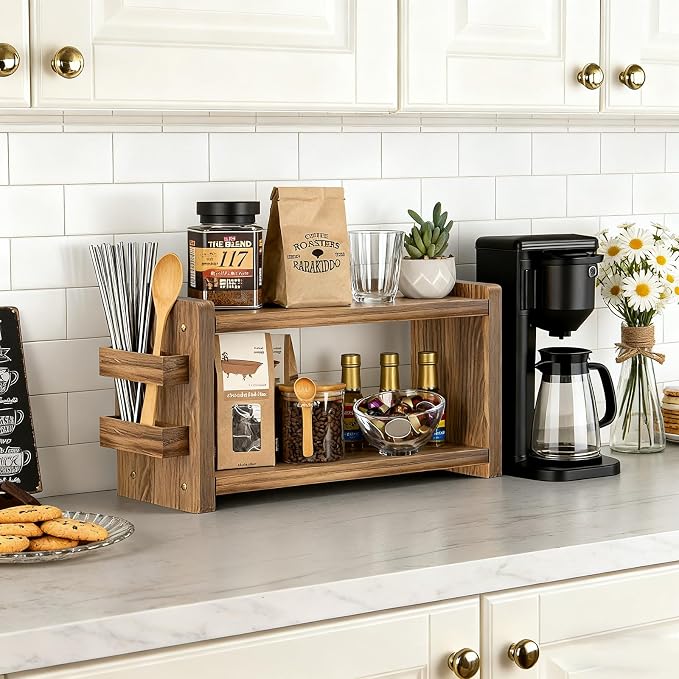 Solid Wood Coffee and Matcha Station Organizer - Image 3