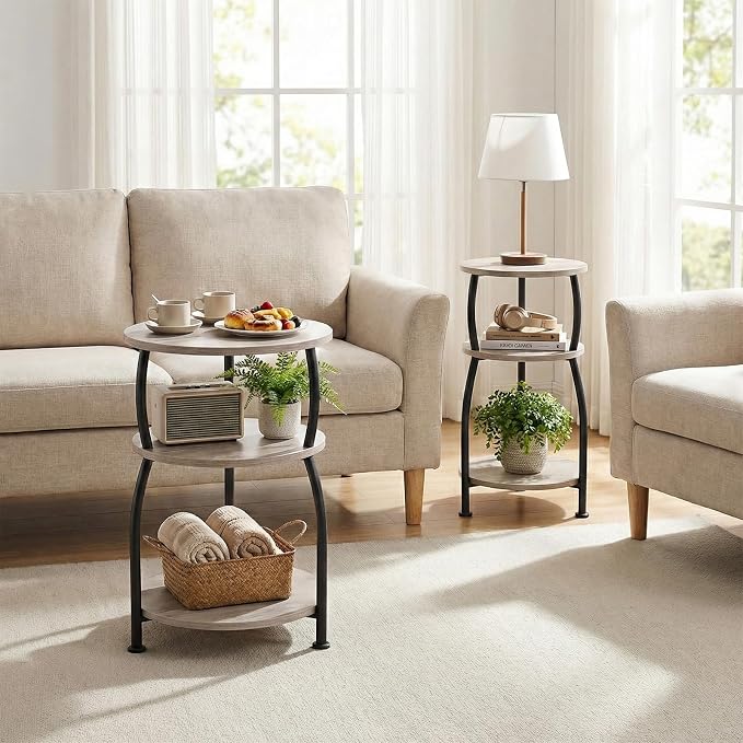 Round Side Table, 3-Tier End Table - Image 8
