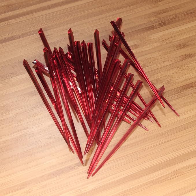 BambooMN - Triangular Prism Plastic Fruit Appetizer Cocktail Pick 3.5" - Red - - Image 4