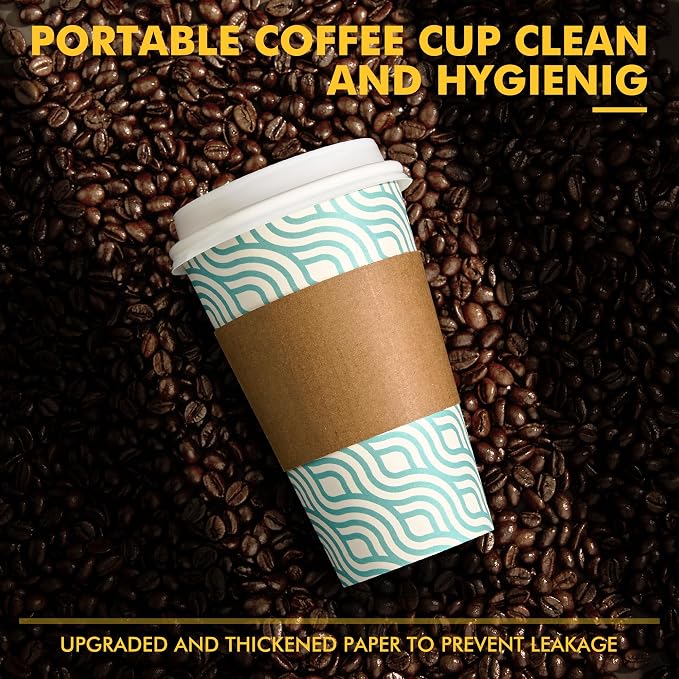 RACETOP 16 oz Paper Coffee Cups, 100 Pack Disposable Coffee Cups - Image 9