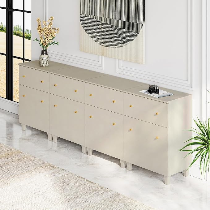 WAMPAT Buffet Cabinets for Dining Room, 94.4" Kitchen Wood Sideboards - Image 3