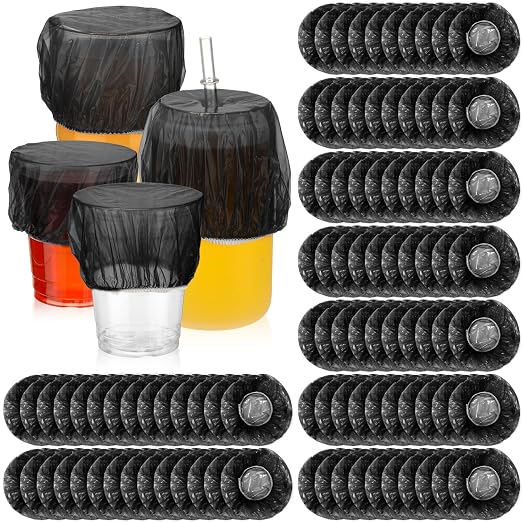 Baderke 100 Pcs Scrunchie Drink Covers Bulk Disposable Plastic Covers by Baderke
