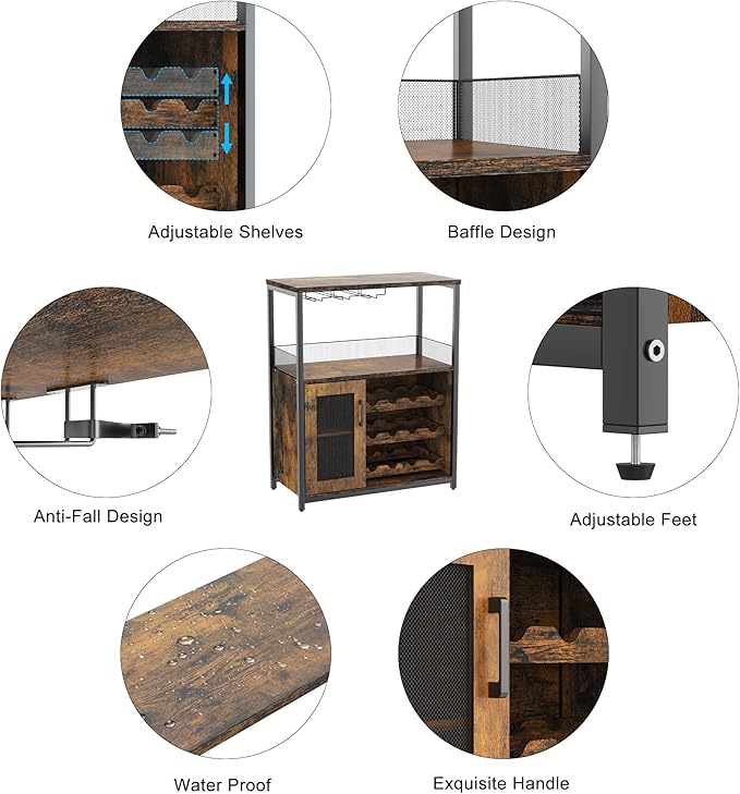 Garvee 3-Tier Wine Bar Cabinet - Image 8
