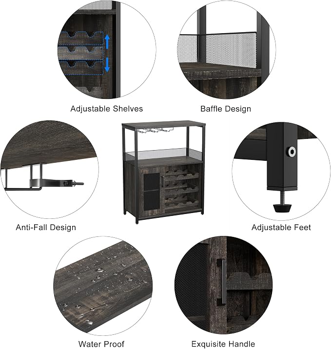 IDEALHOUSE 3-Tier Wine Bar Cabinet - Image 5