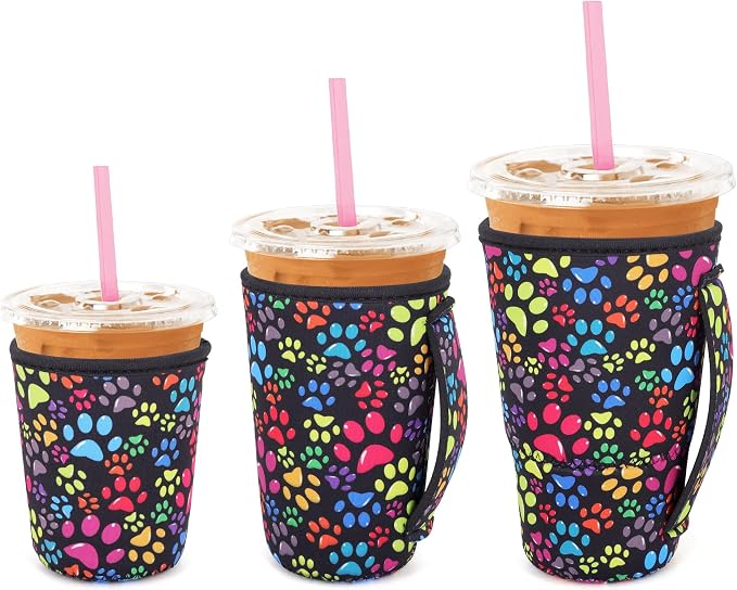 3 Pack Iced Coffee sleeve Insulated Neoprene Cup Sleeves by Snowso