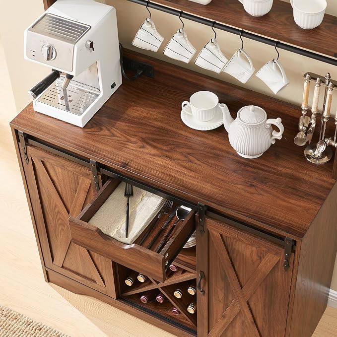 Wnutrees Farmhouse Coffee Bar Cabinet - Image 5