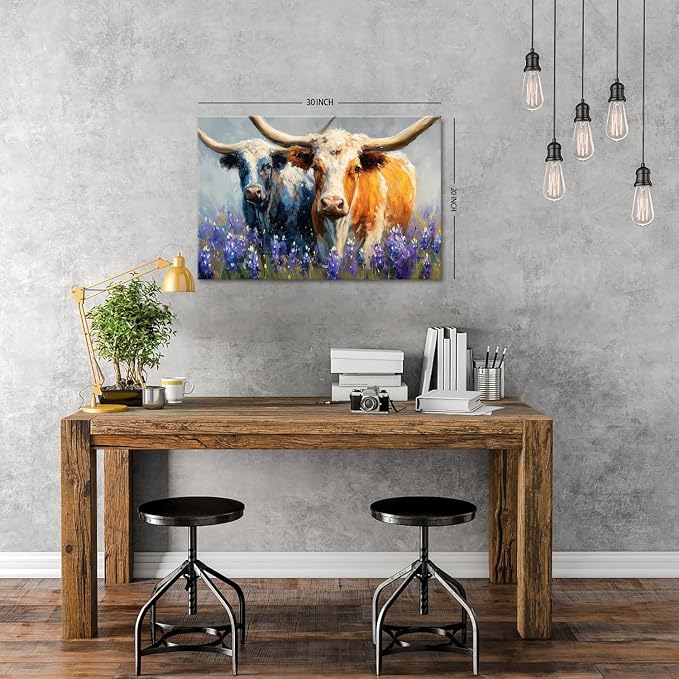 Abstract Highland Cow Canvas Wall Art - Image 3