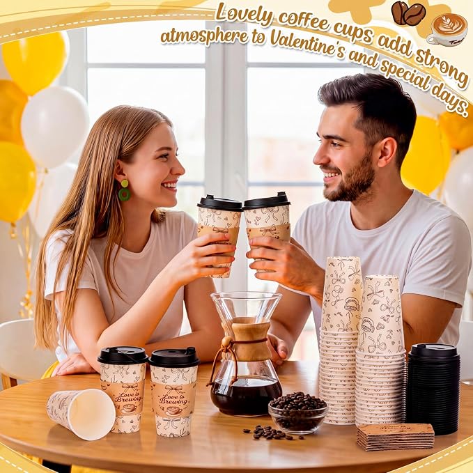 Lallisa 50 Pack 16 oz Love Is Brewing Coffee Cups - Image 5