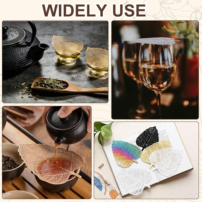 uxcell 4 Pcs Stainless Steel Drink Covers, Leaf Shape Wine Glass Covers - Image 6