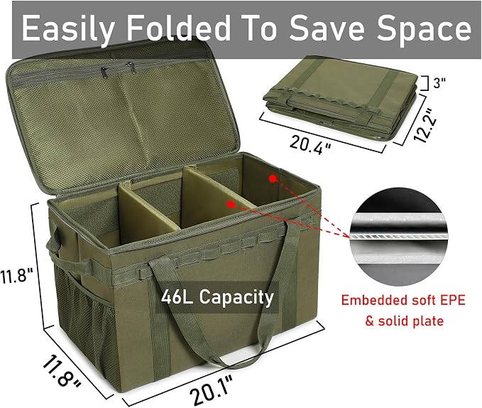 Tactical Camping Storage Bag - 46L Utility Tote Bag Trunk Organizer - Image 4