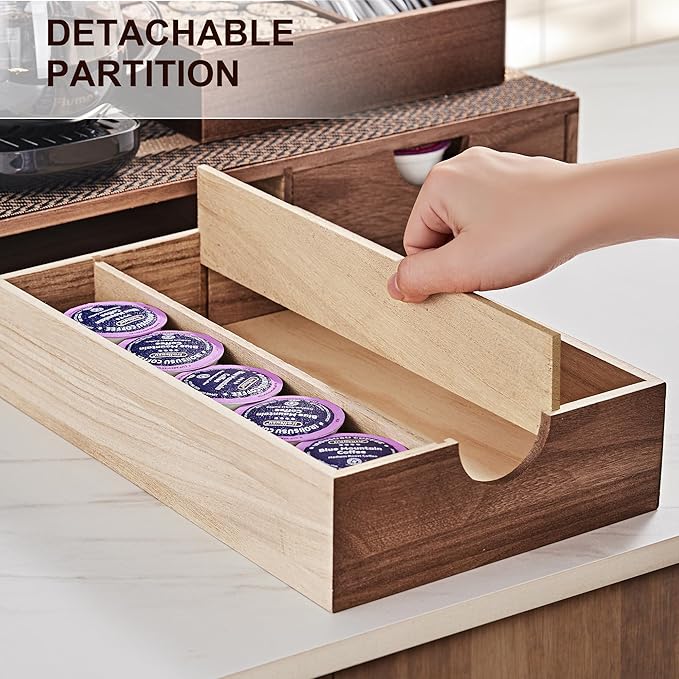 SMARTAKE Wooden K Cup Organizer Coffee Pod Storage Box, Coffee Pod Tea - Image 4