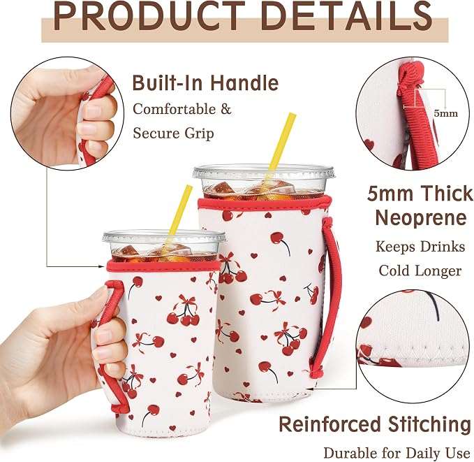 KJQJLY 3 Pack Reusable Iced Coffee Sleeves - Image 4