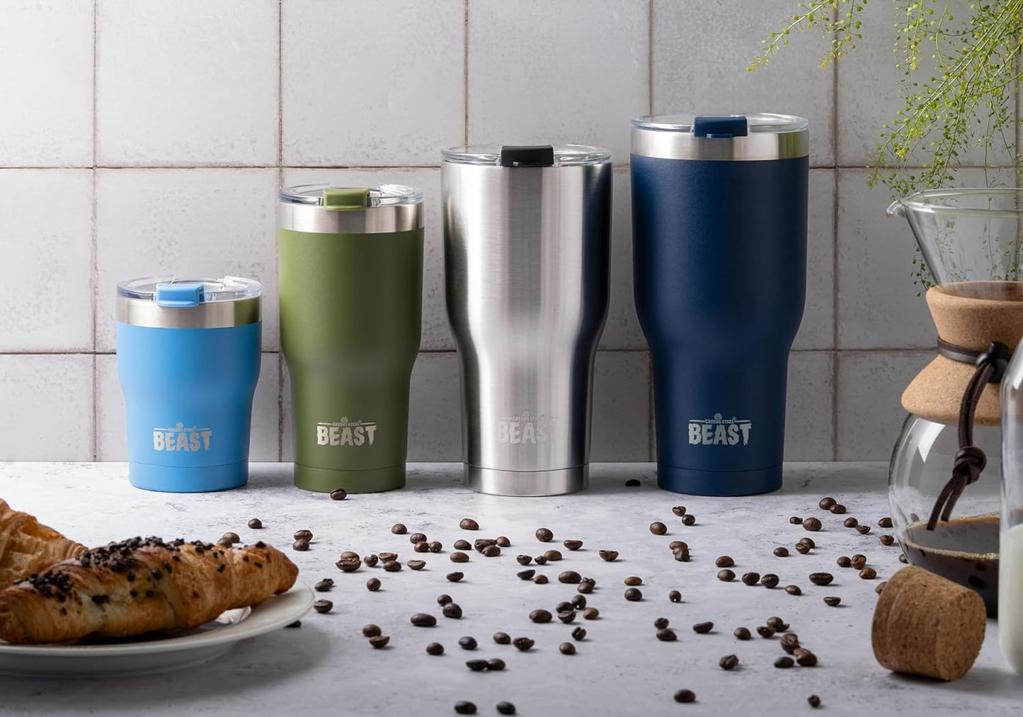 Beast 20 oz Tumbler Stainless Steel Vacuum Insulated Coffee Ice Cup Double Wall Travel Flask (Stainless Steel)