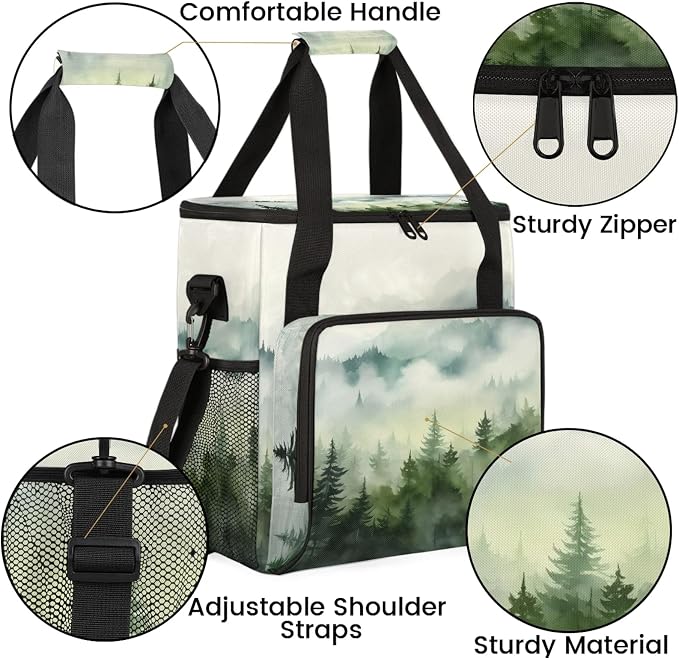Forest Tree Coffee Maker Carring Bag, Large Insulated Storage Organizer Case - Image 6