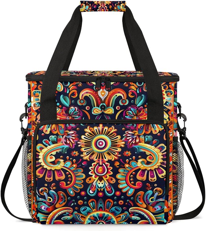 Mexica Flower Floral Coffee Maker Carring Bag, Large Insulated Storage by Home