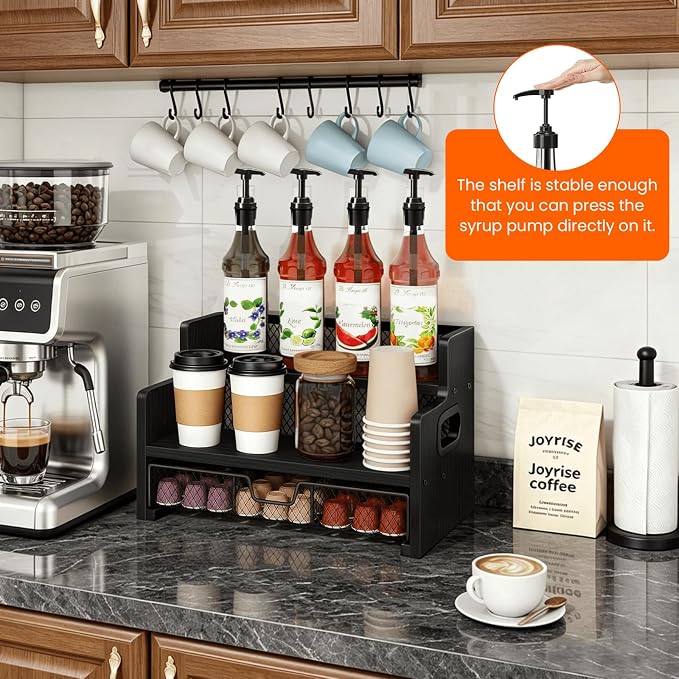 Homode Coffee Syrup Organizer Rack, 3-Tier Syrup Holder Stand - Image 7