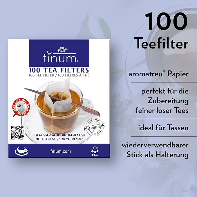finum® 100 TEA FILTERS + Stick Tea Bags - Image 2